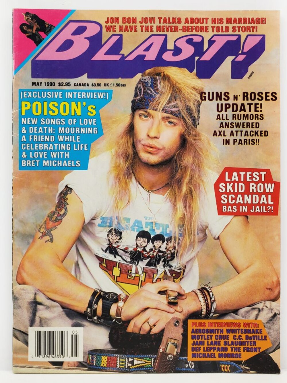 Blast! Magazine Vintage 1990 Bret Michaels Guns N Roses Sebastian Bach L.A. Guns